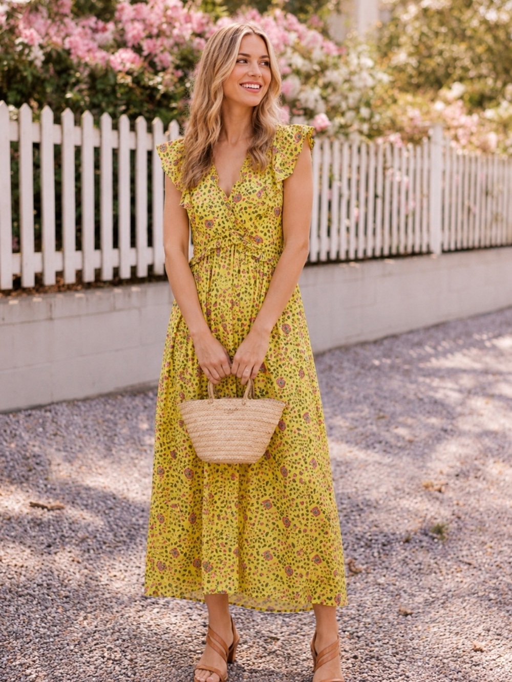 Banjanan Dress Floral Honey Maxi in Yellow